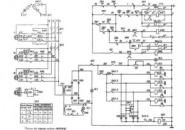 16К40 Схема электрическая токарно-винторезного станка